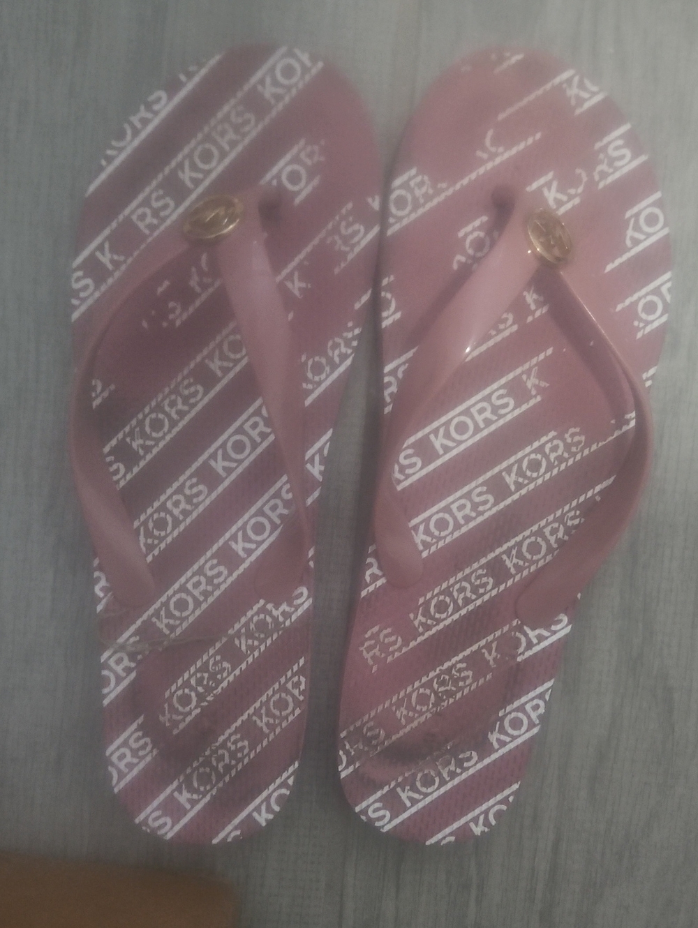 Michael Kors Rose Pink Logo Strap Flip Flops